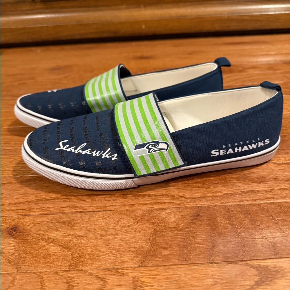 Seattle Seahawks Slip-On Shoes - Blue and Green